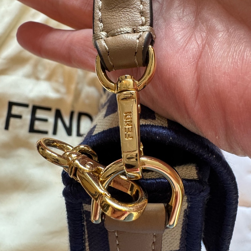 Fendi Baguette Blue and White Crossbody Bag with Iconic Monogram - Picture 9 of 12